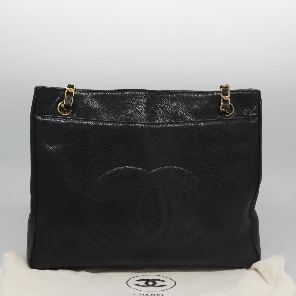 Chanel Cc Totebag Black Leather Tote Bag (Pre-Owned)