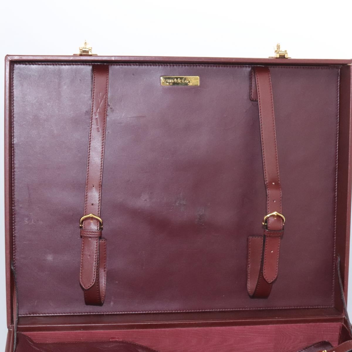 Cartier Must De Cartier Burgundy Leather Travel Bag (Pre-Owned)