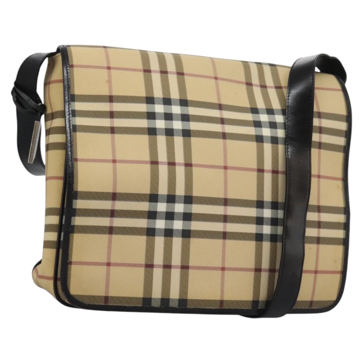 Burberry Nova Check Beige Canvas Shoulder Bag (Pre-Owned)