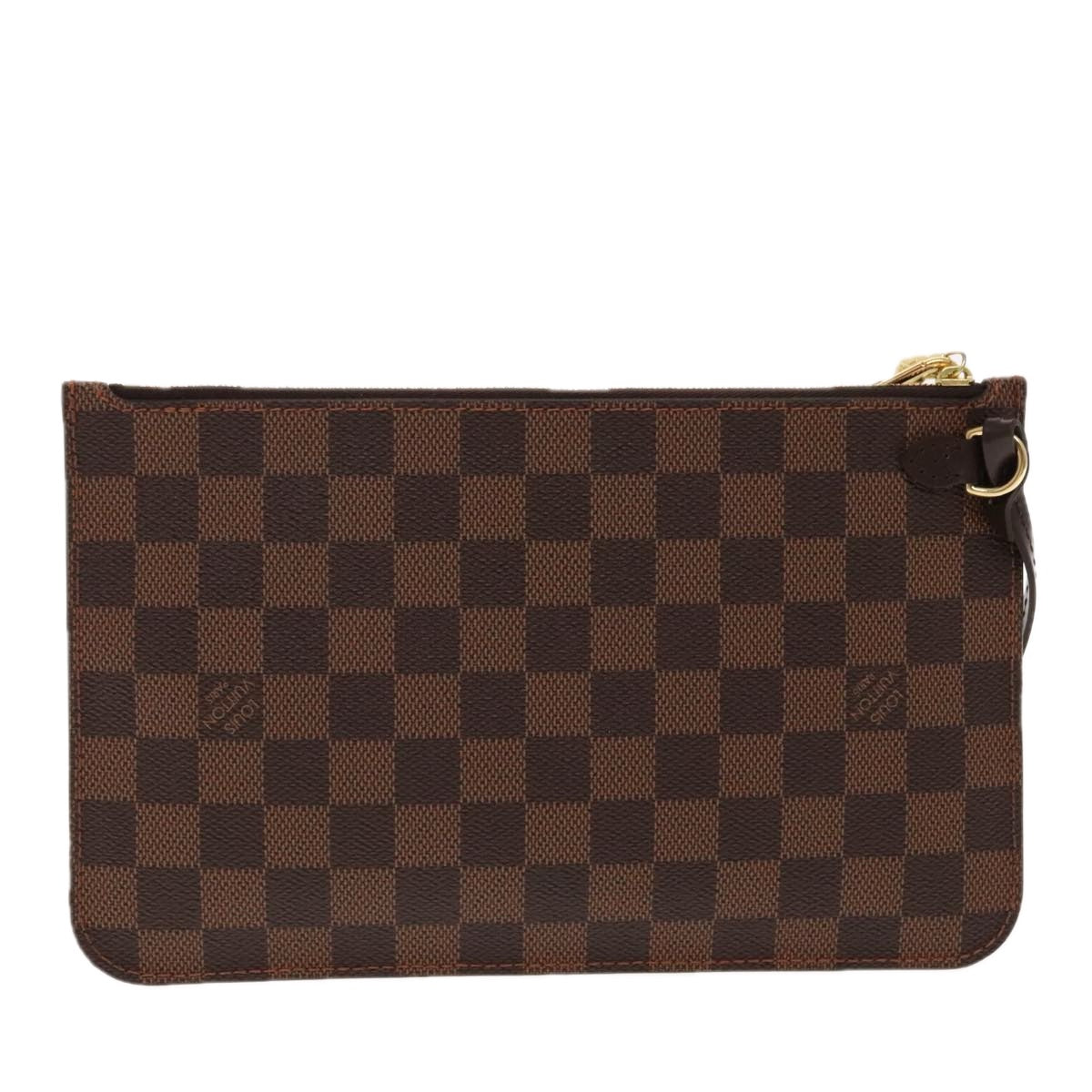 Louis Vuitton Neverfull Pouch Brown Canvas Clutch Bag (Pre-Owned)