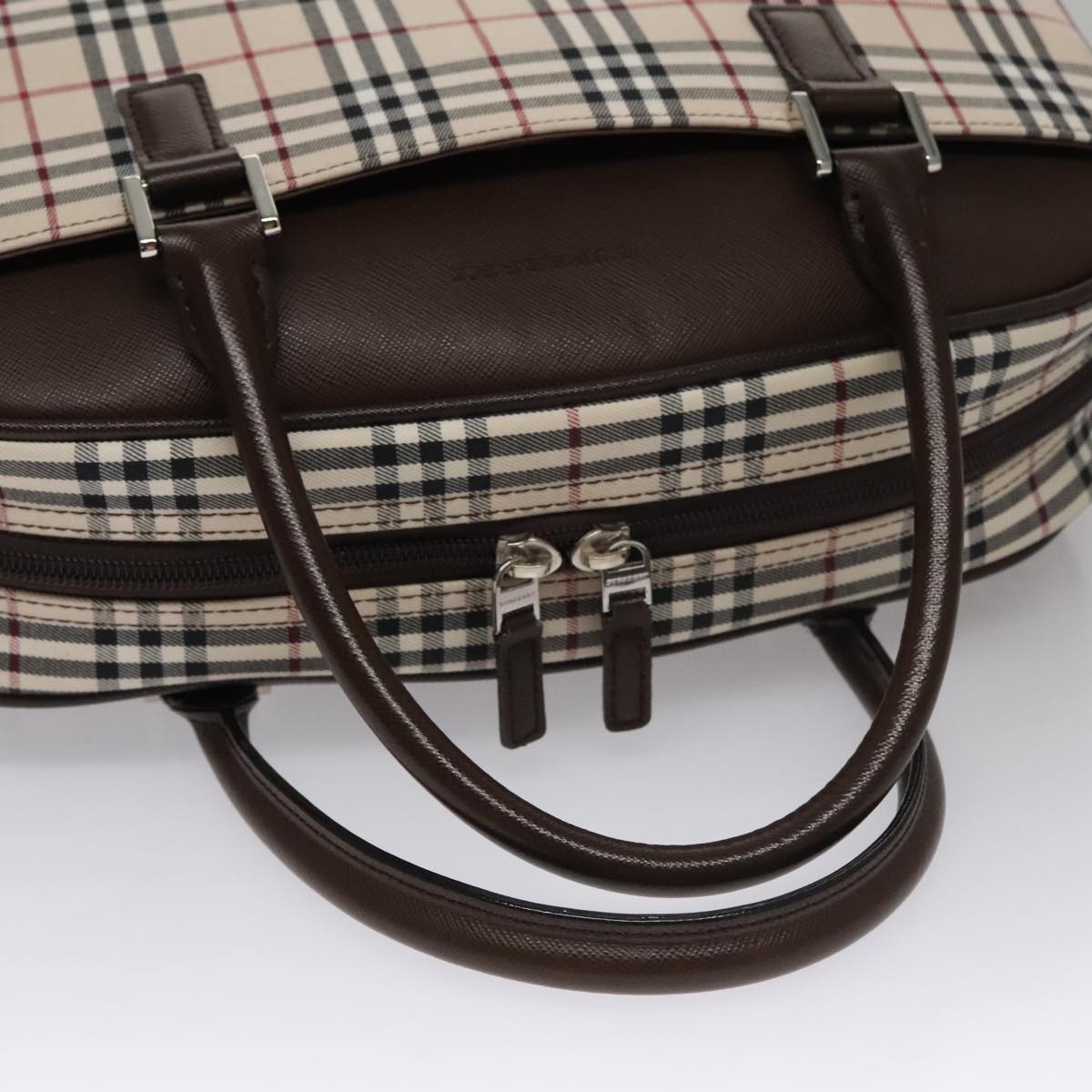 Burberry Nova Check Beige Canvas Handbag (Pre-Owned)