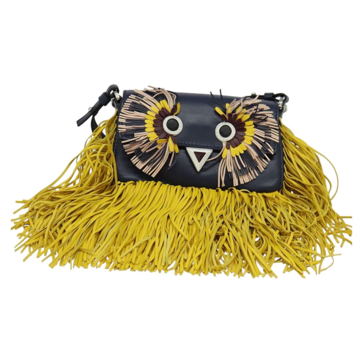 Fendi Monster Navy Leather Shoulder Bag (Pre-Owned)