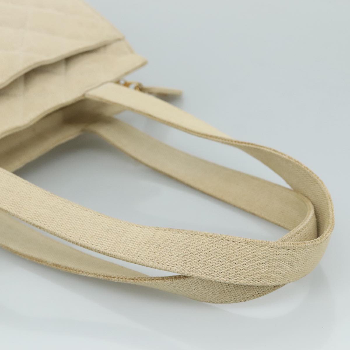 Chanel Quilted Ecru Canvas Tote Bag (Pre-Owned)