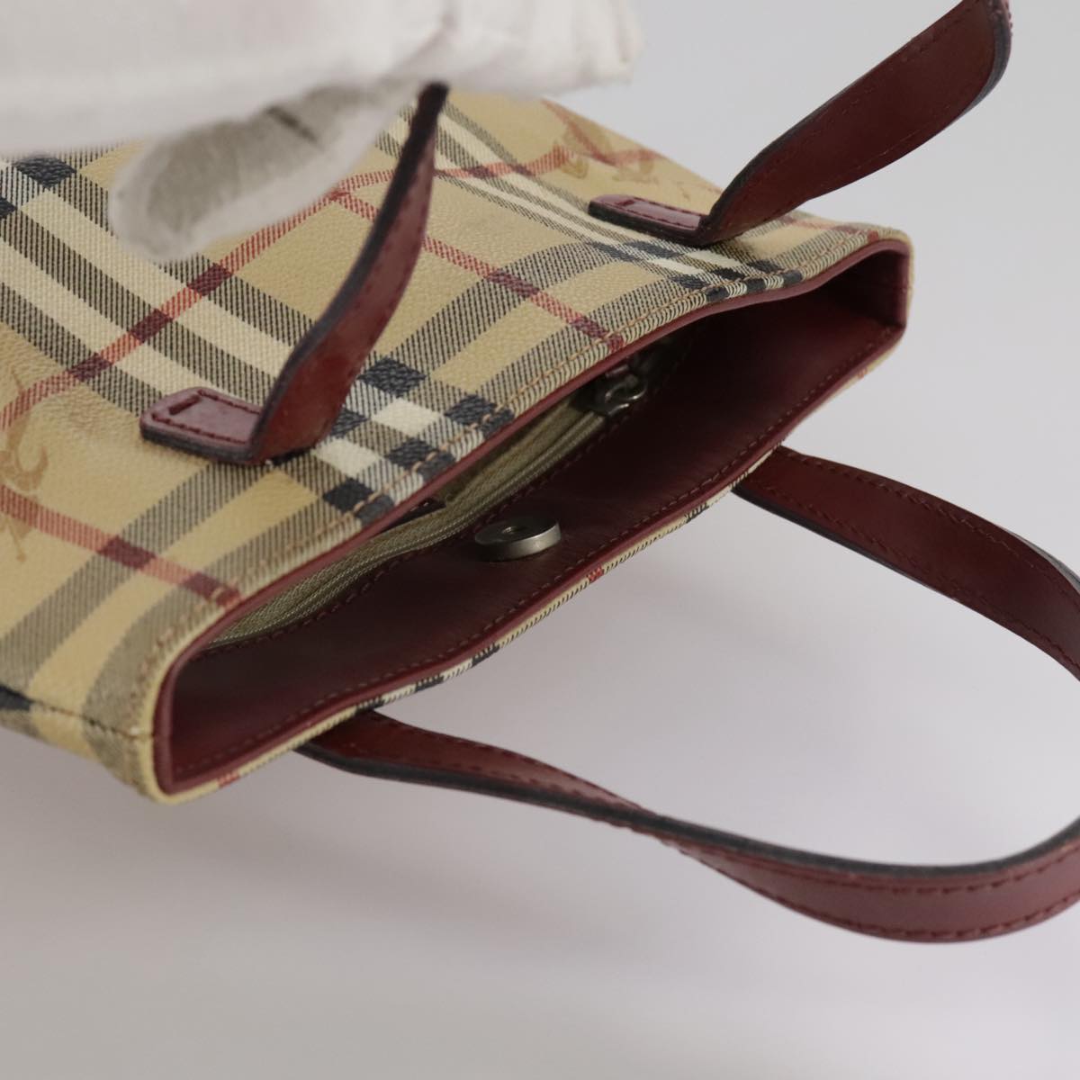 Burberry Haymarket Beige Canvas Handbag (Pre-Owned)