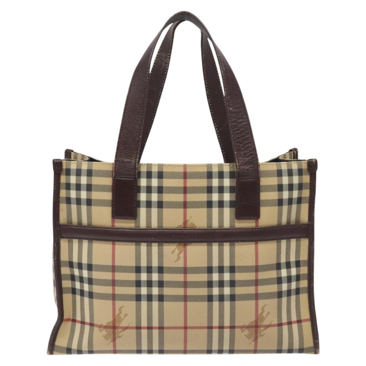 Burberry Nova Check Beige Canvas Tote Bag (Pre-Owned)