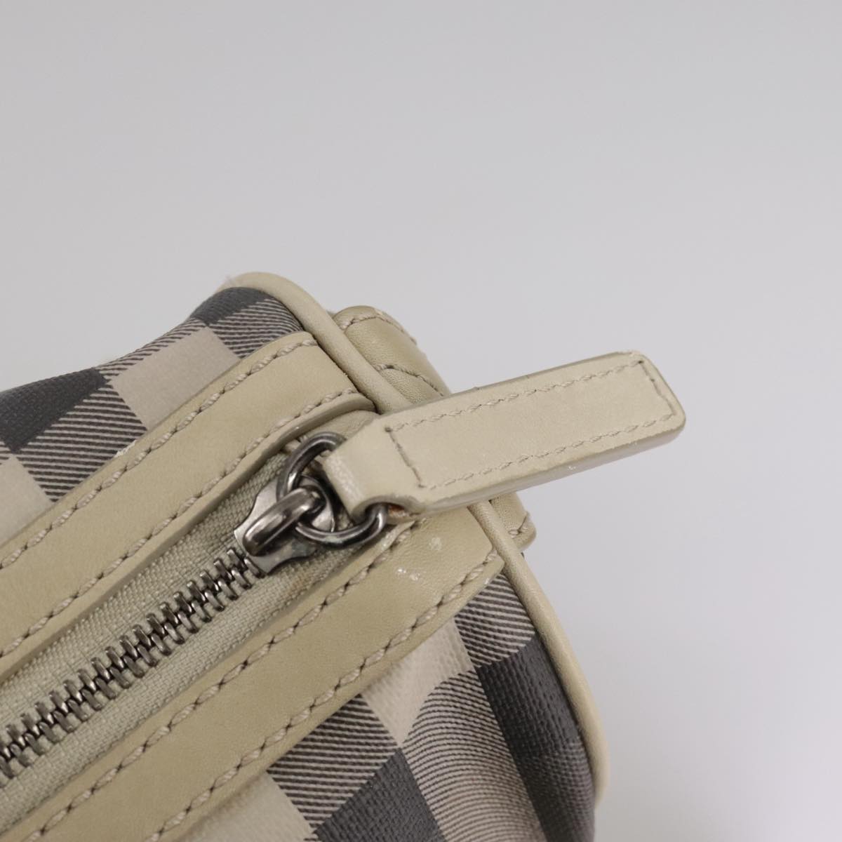 Burberry Smoke Check Grey Canvas Handbag (Pre-Owned)