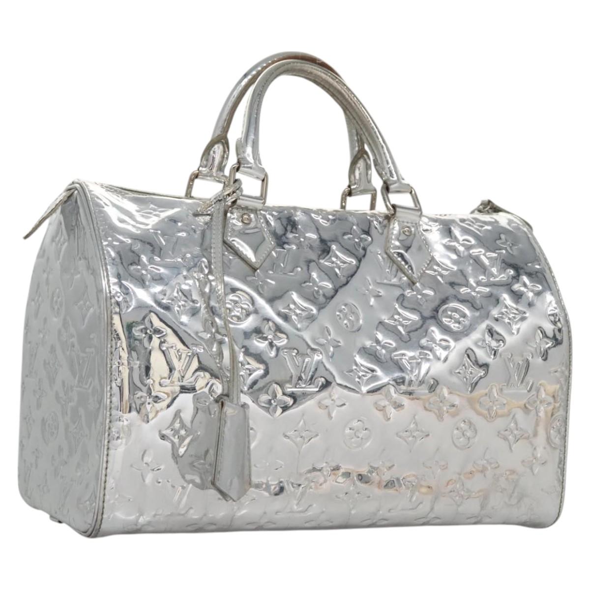 Louis Vuitton Speedy 30 Silver Patent Leather Handbag (Pre-Owned)