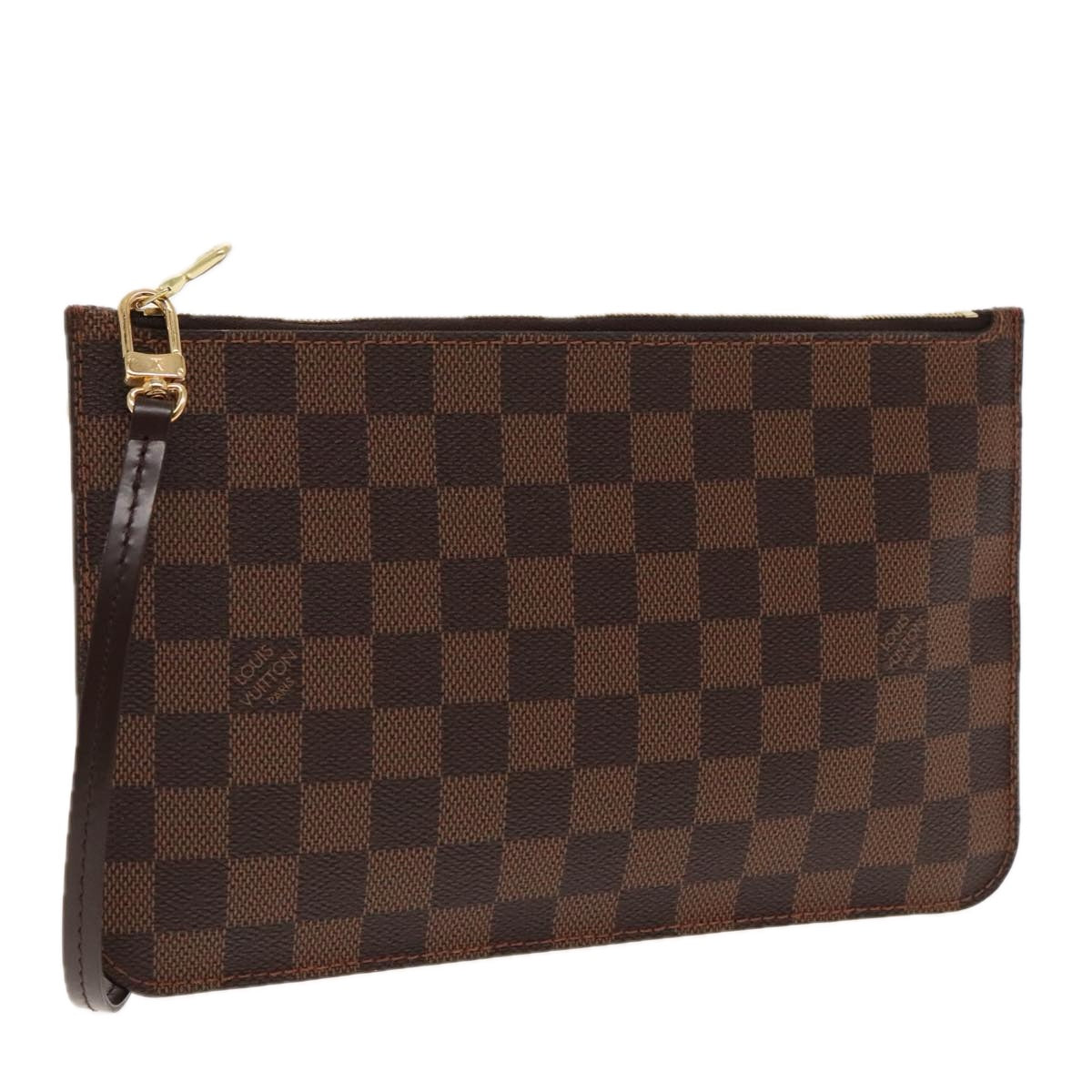 Louis Vuitton Neverfull Pouch Brown Canvas Clutch Bag (Pre-Owned)