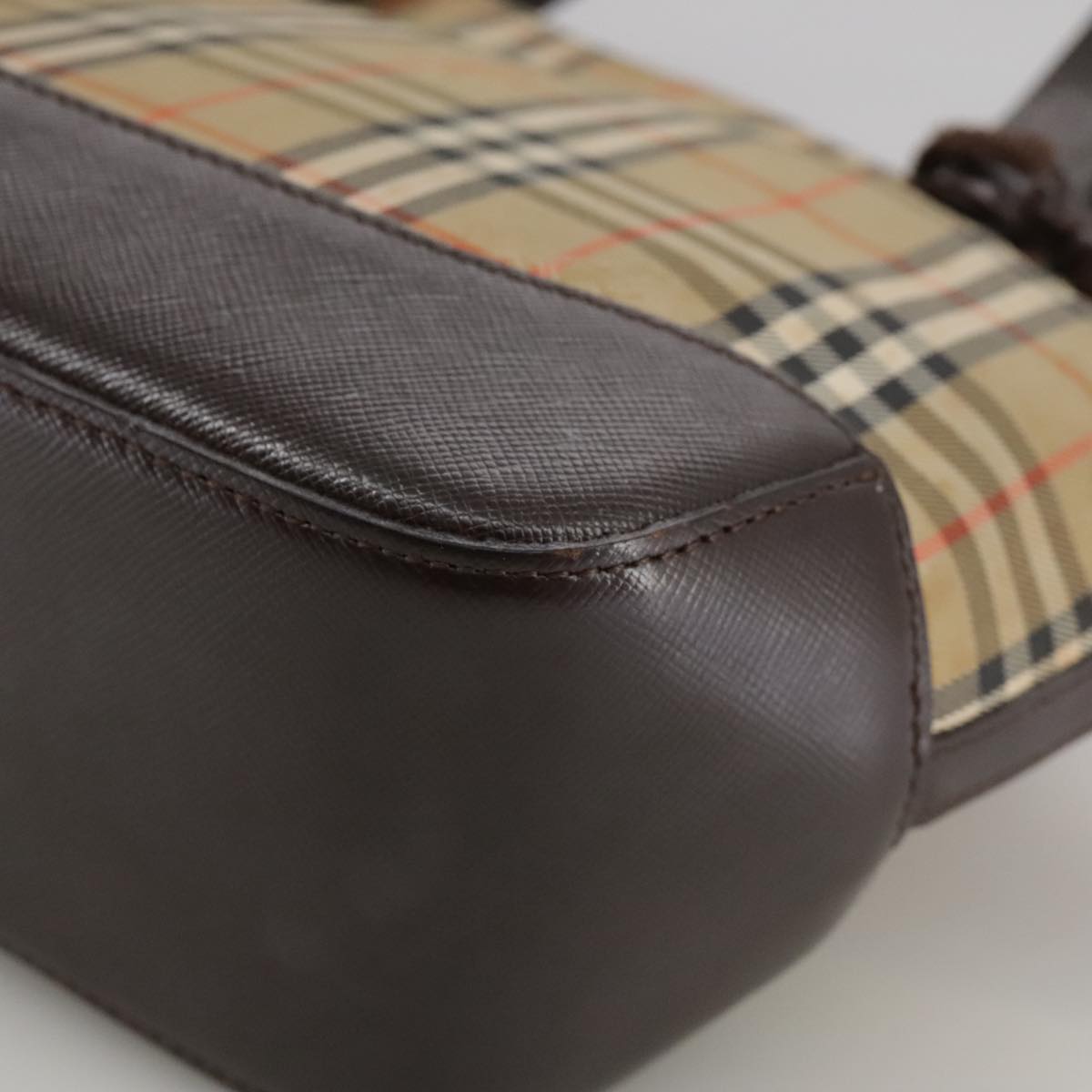 Burberry Nova Check Beige Canvas Handbag (Pre-Owned)