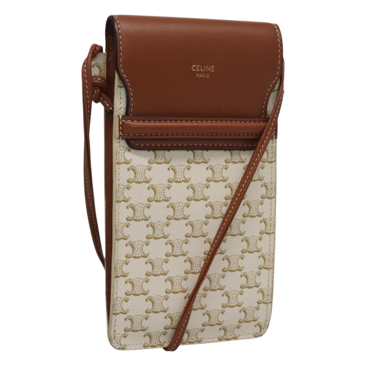 Céline Triomphe Beige Canvas Shoulder Bag (Pre-Owned)
