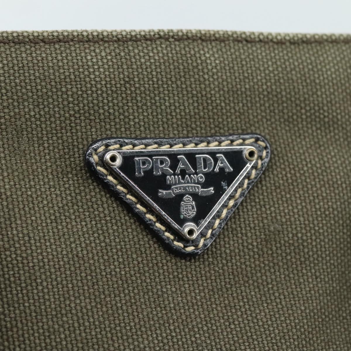 Prada Triangle Logo Khaki Canvas Handbag (Pre-Owned)