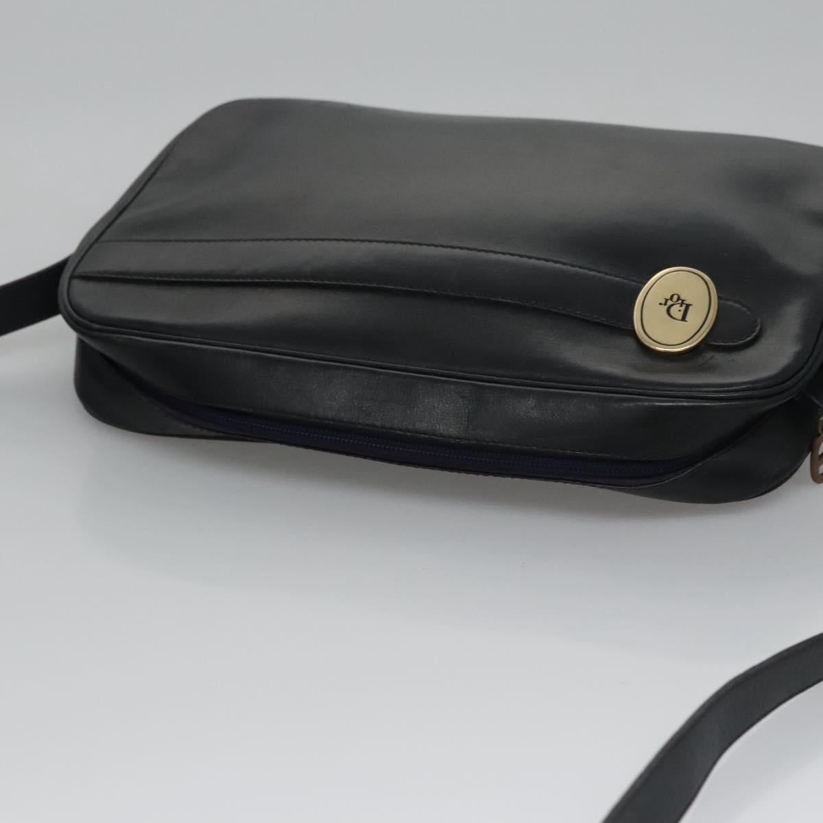 Dior Logo Black Leather Shoulder Bag (Pre-Owned)