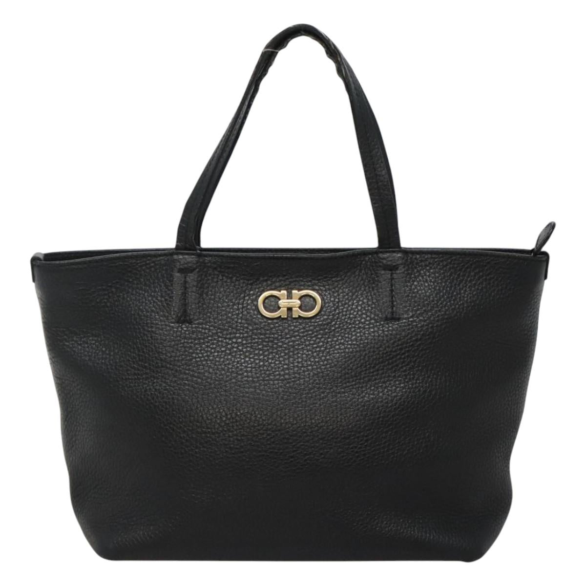 Salvatore Ferragamo Gancini Black Leather Handbag (Pre-Owned)