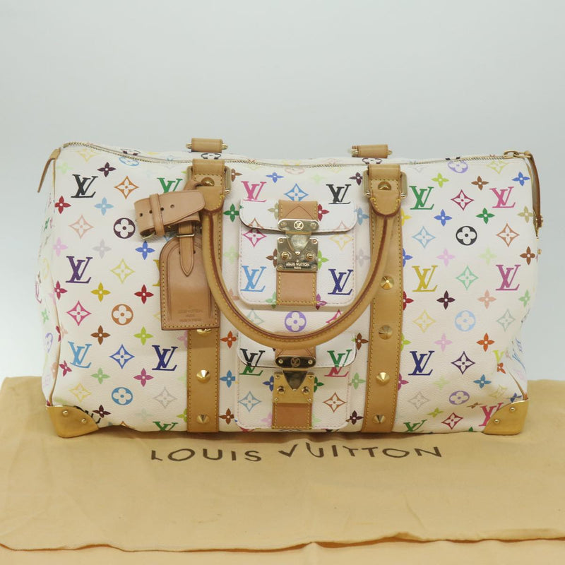Louis Vuitton Keepall 45 White Canvas Travel Bag (Pre-Owned)