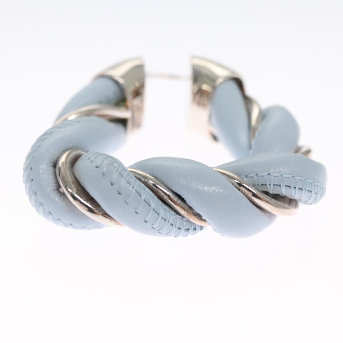 Bottega Veneta The Twist Blue Leather Earring Jewelry (Pre-Owned)