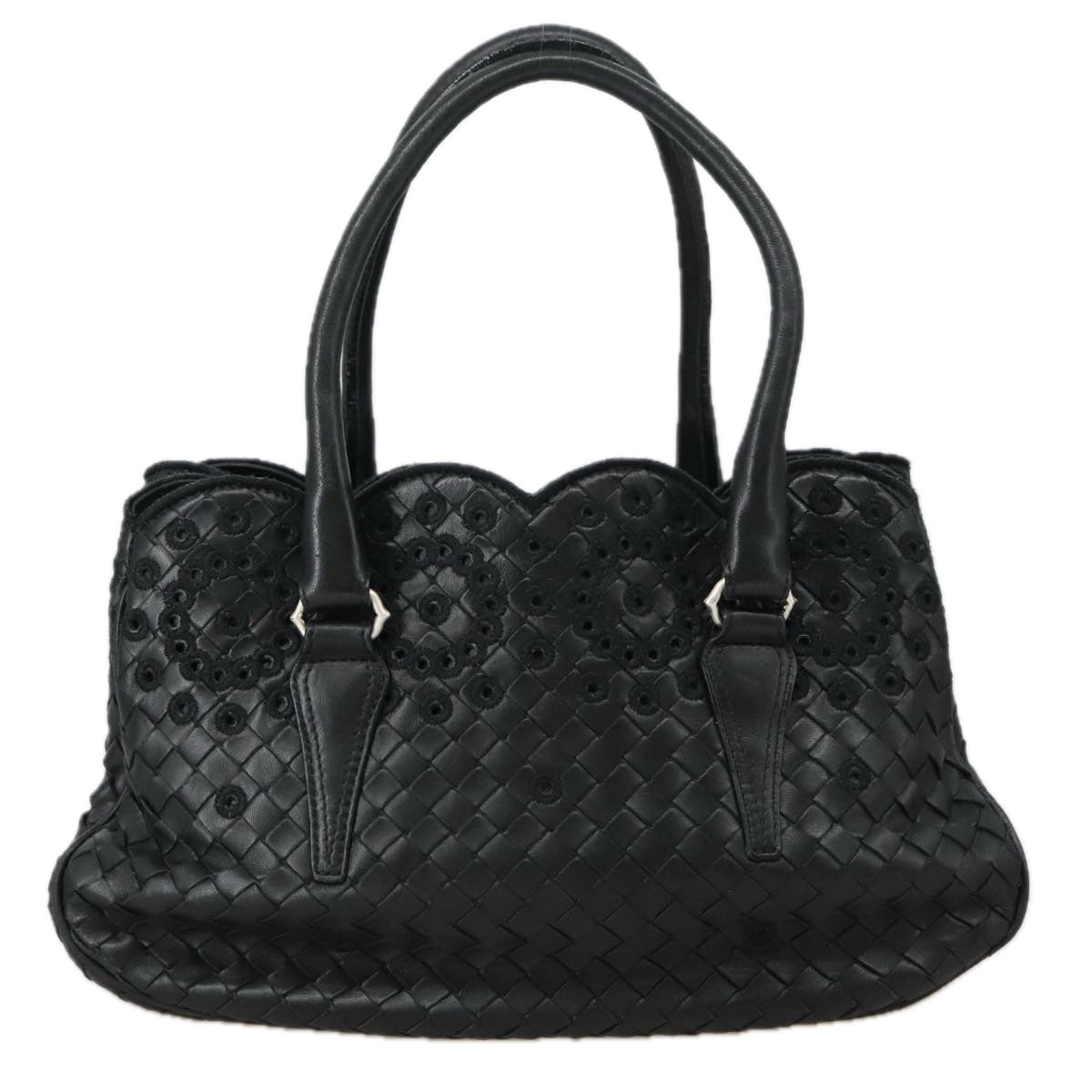 Bottega Veneta Intrecciato Black Leather Handbag (Pre-Owned)