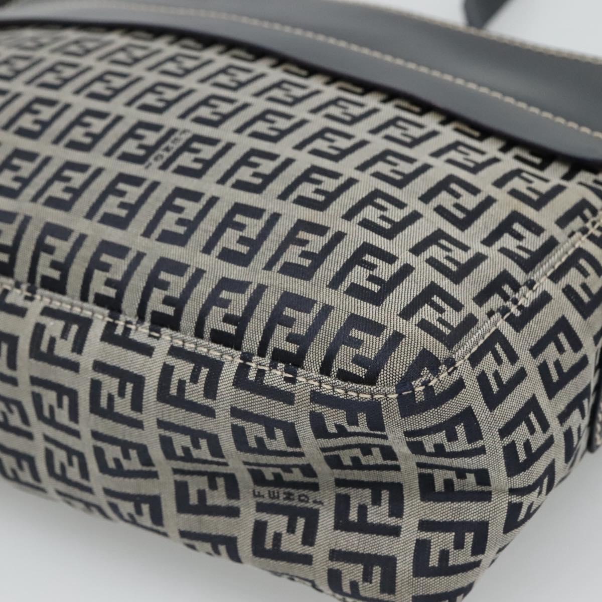 Fendi Zucchino Navy Canvas Shoulder Bag (Pre-Owned)