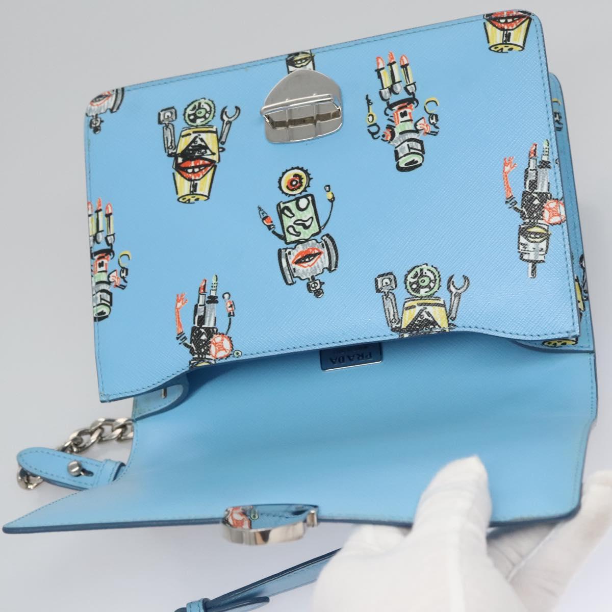 Prada Robot Blue Leather Shoulder Bag (Pre-Owned)