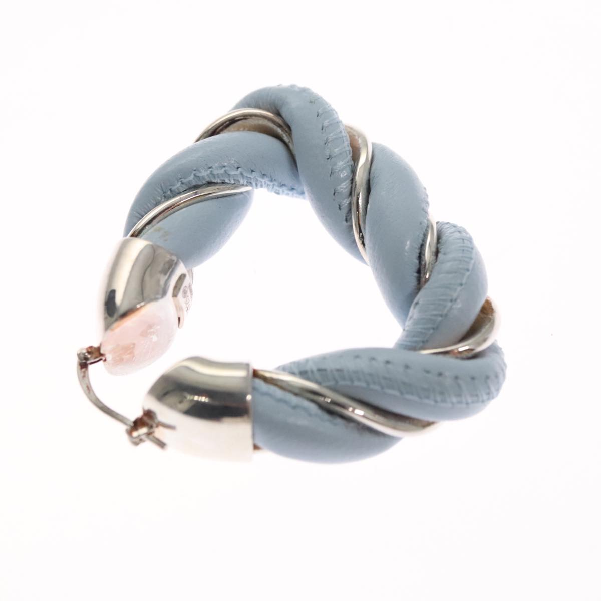 Bottega Veneta The Twist Blue Leather Earring Jewelry (Pre-Owned)