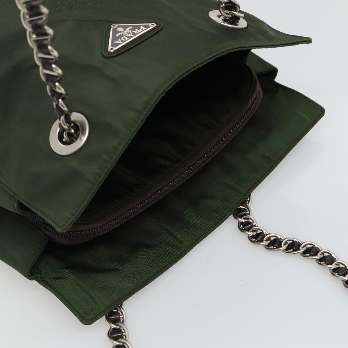 Prada Tessuto Khaki Synthetic Shoulder Bag (Pre-Owned)