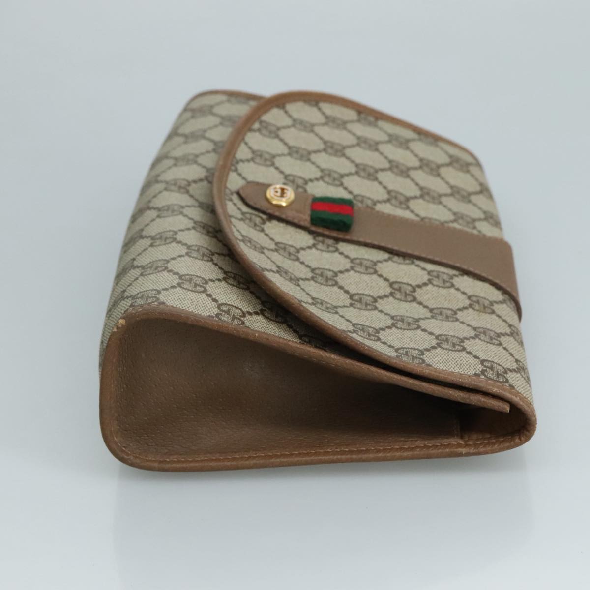 Gucci Ophidia Beige Canvas Clutch Bag (Pre-Owned)