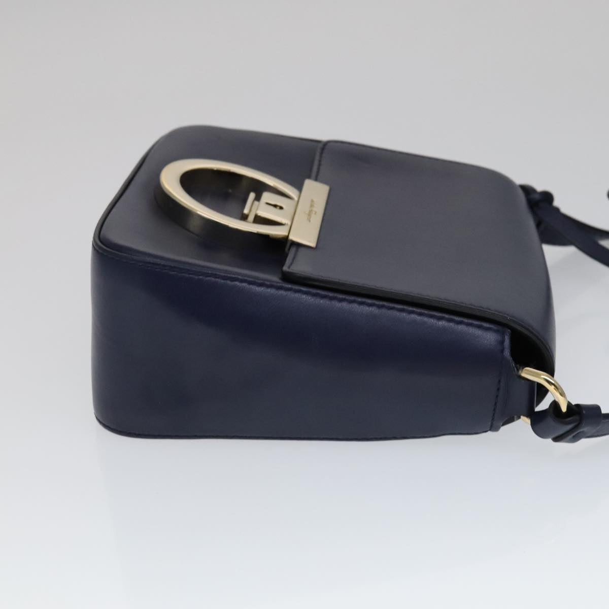 Salvatore Ferragamo Tassel Navy Leather Shoulder Bag (Pre-Owned)