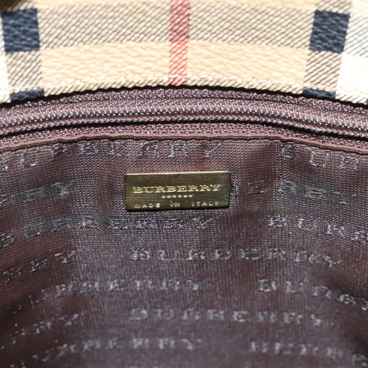 Burberry Haymarket Beige Canvas Handbag (Pre-Owned)