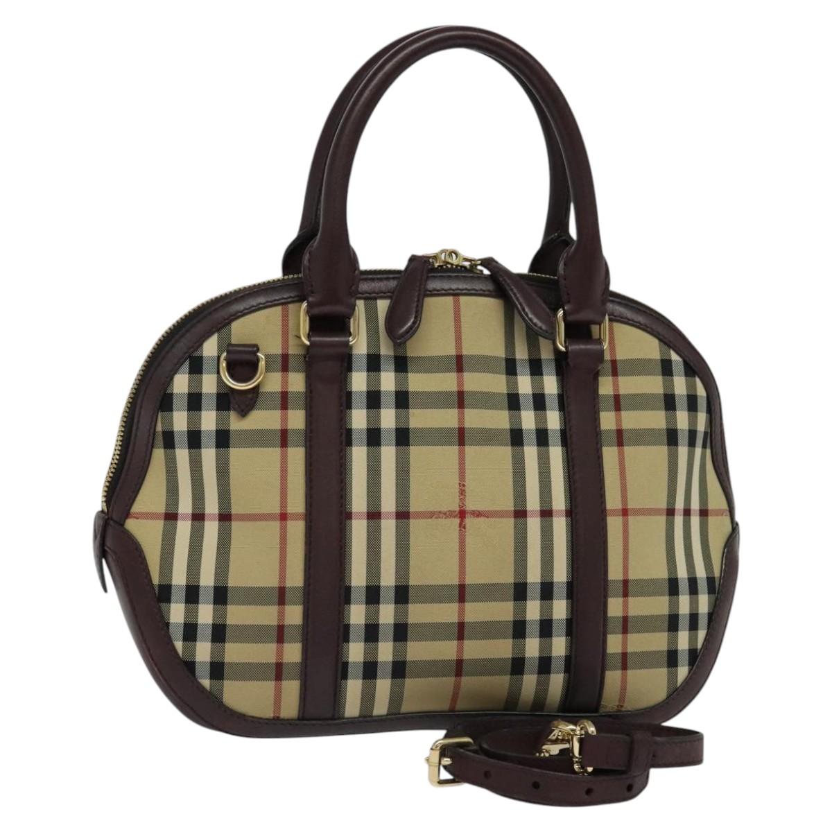 Burberry Nova Check Beige Canvas Handbag (Pre-Owned)