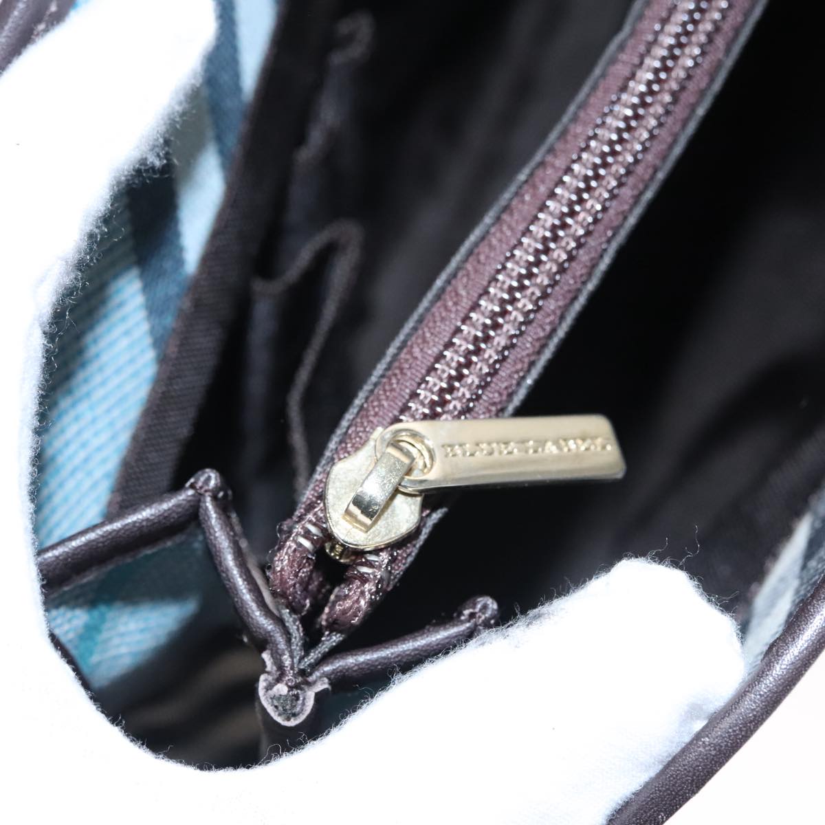Burberry Nova Check Blue Canvas Handbag (Pre-Owned)