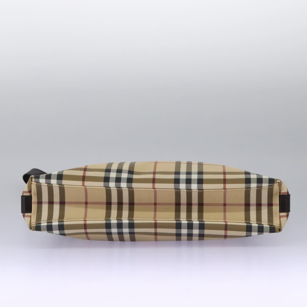 Burberry Nova Check Beige Canvas Shoulder Bag (Pre-Owned)