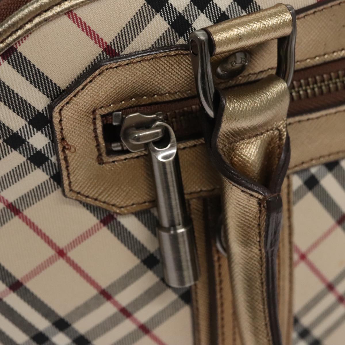 Burberry Nova Check Beige Canvas Handbag (Pre-Owned)