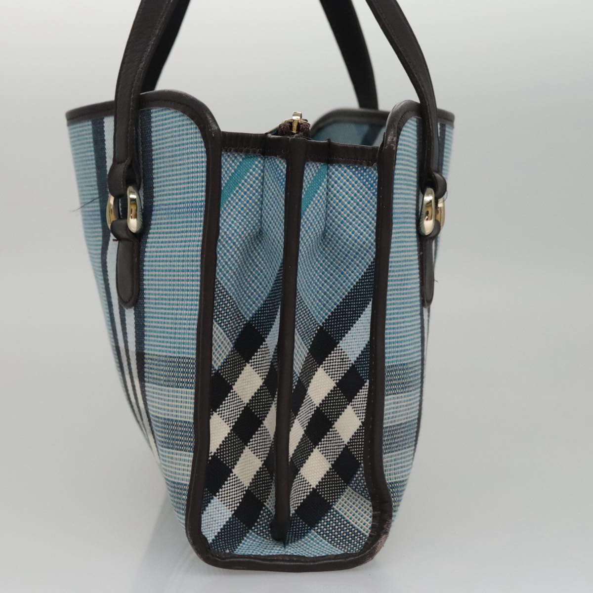 Burberry Nova Check Blue Canvas Handbag (Pre-Owned)