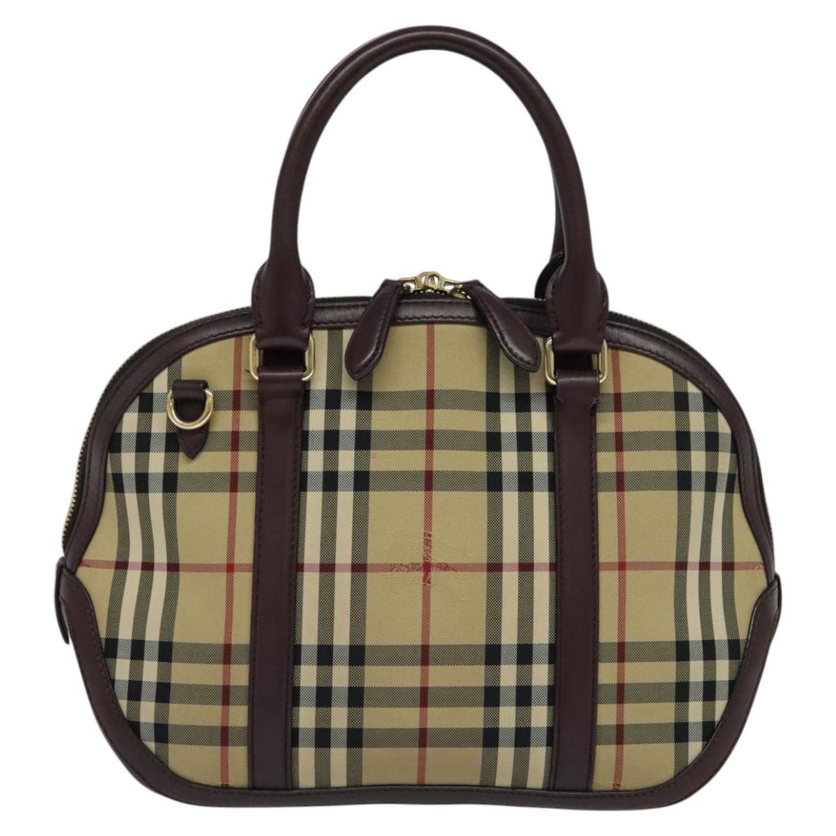 Burberry Nova Check Beige Canvas Handbag (Pre-Owned)