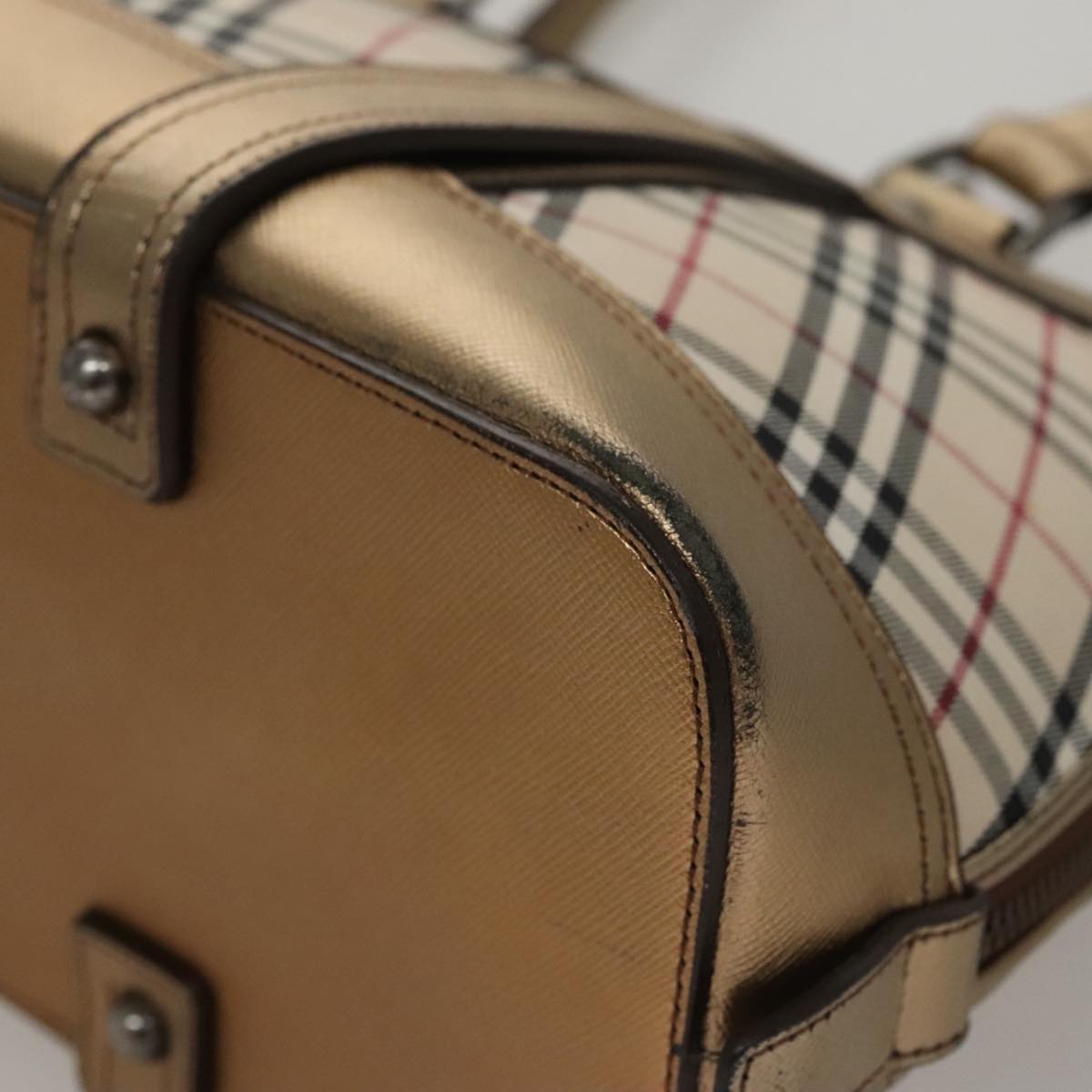 Burberry Nova Check Beige Canvas Handbag (Pre-Owned)