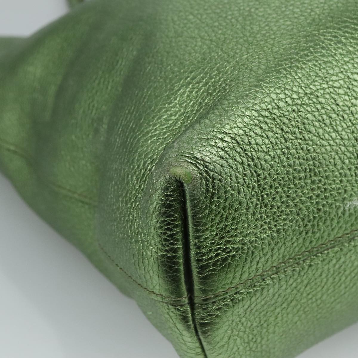 Prada Saffiano Green Leather Tote Bag (Pre-Owned)