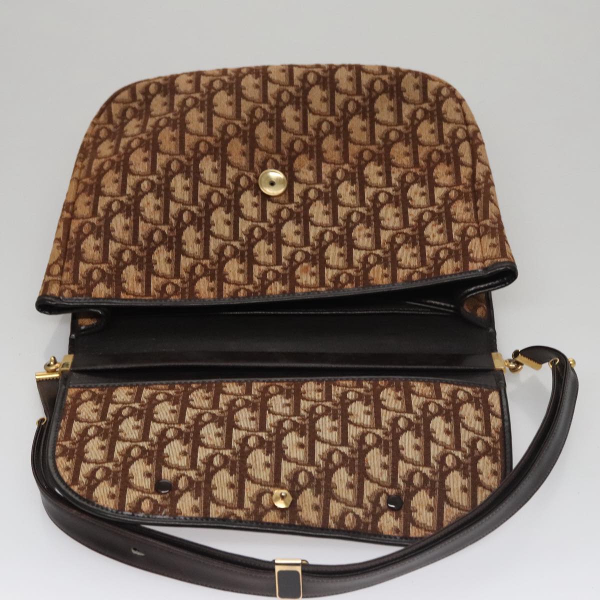 Dior Trotter Brown Canvas Shoulder Bag (Pre-Owned)