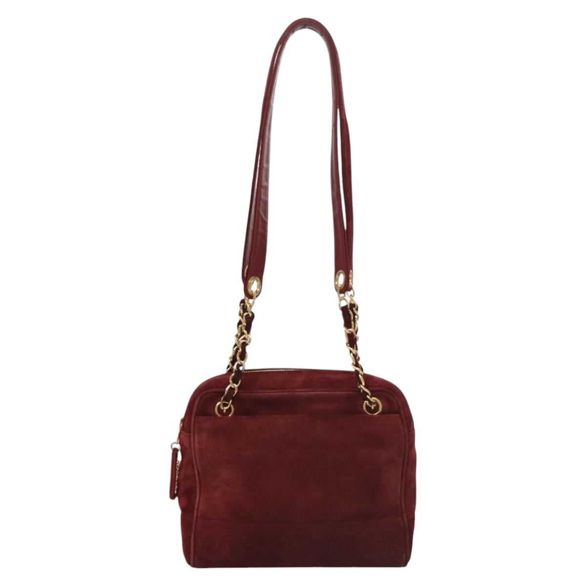 Chanel Triple Coco Red Suede Shoulder Bag (Pre-Owned)