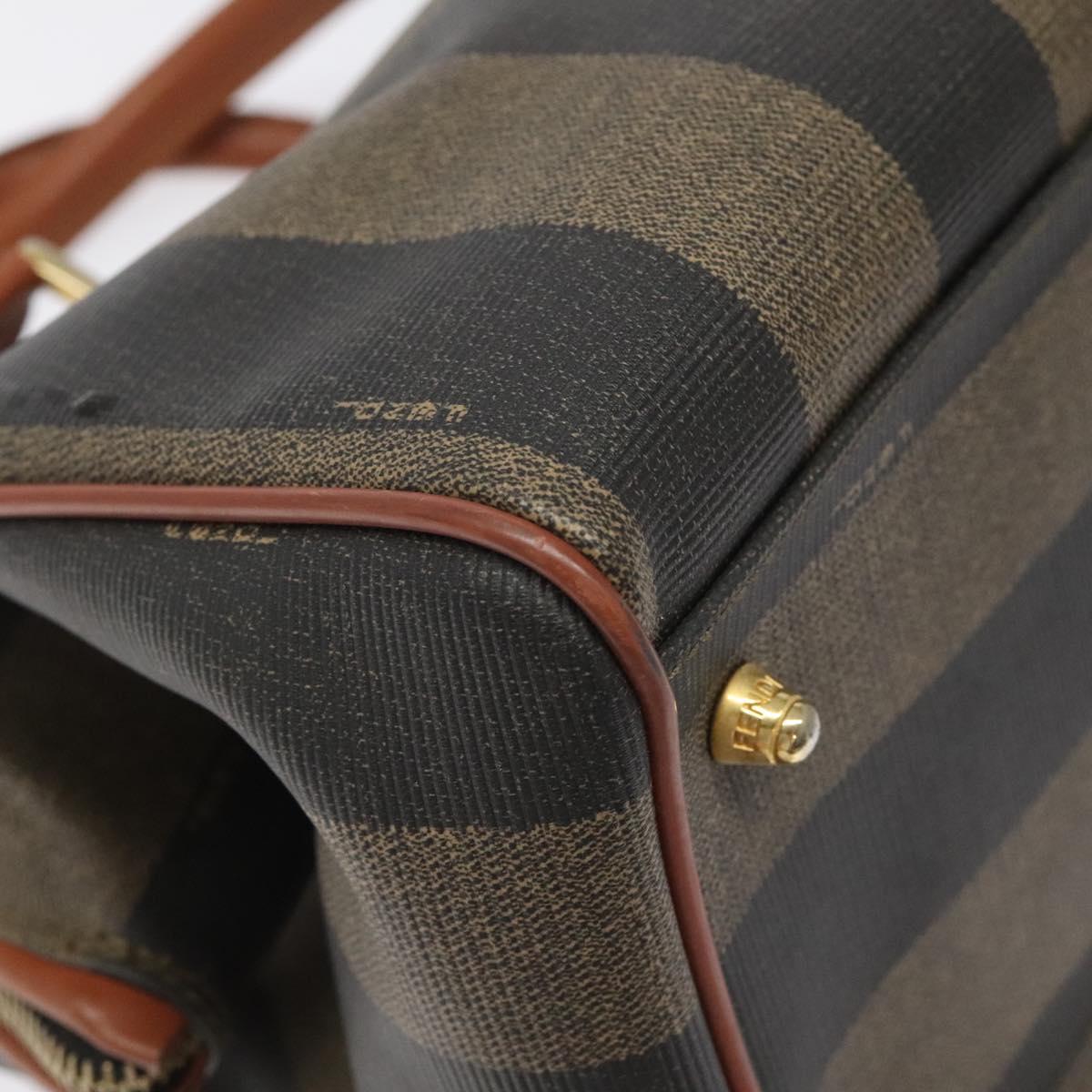 Fendi Pequin Brown Canvas Handbag (Pre-Owned)