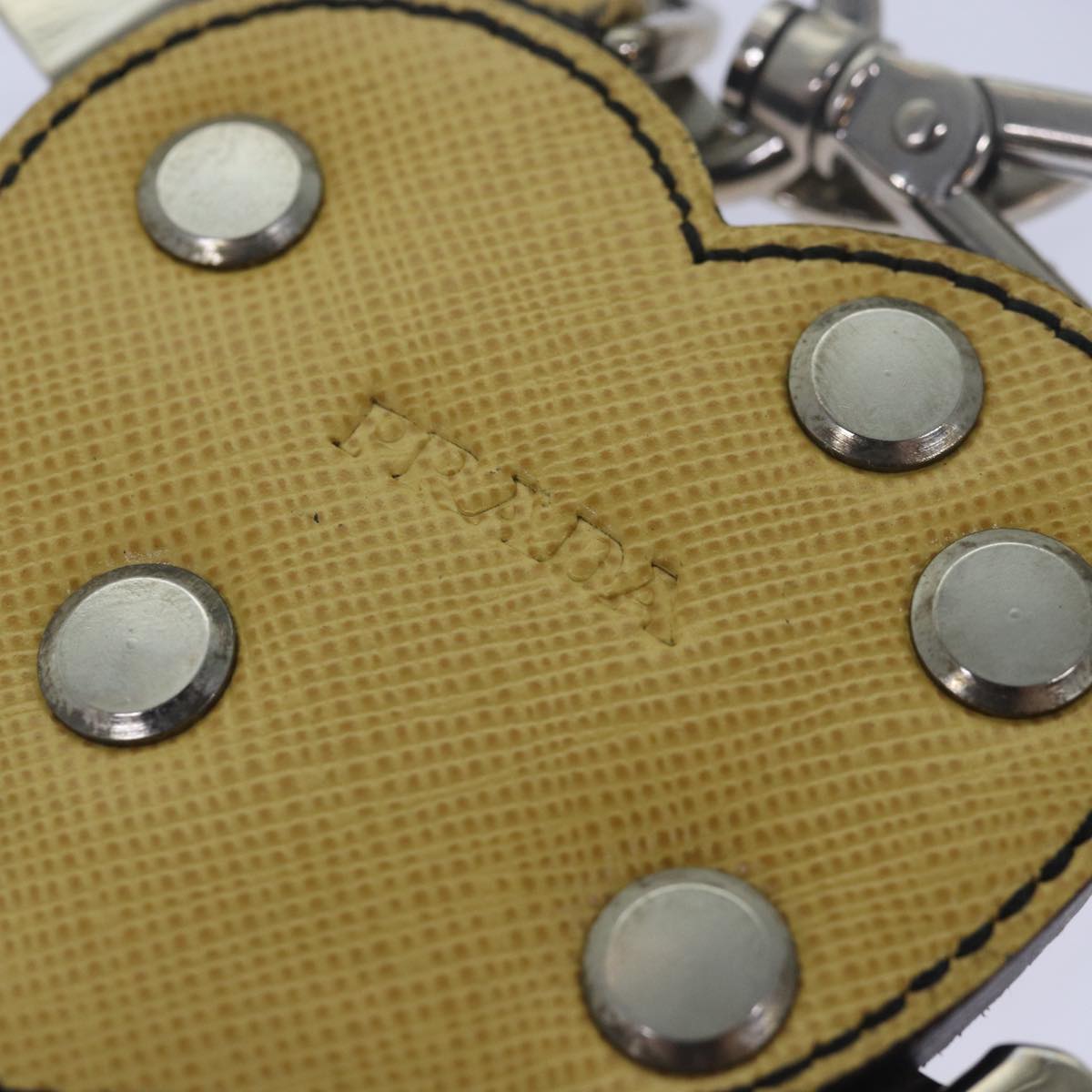 Prada Charm Logo Key Ring Saffiano Leather Yellow Leather Accessory (Pre-Owned)