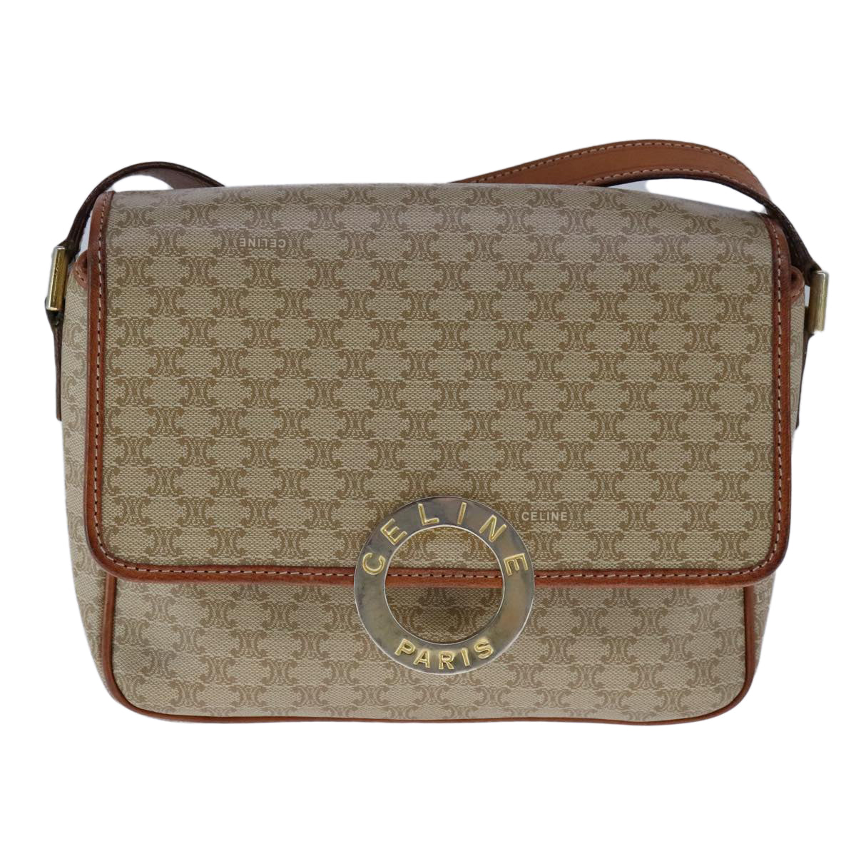Céline Macadam Beige Canvas Shoulder Bag (Pre-Owned)