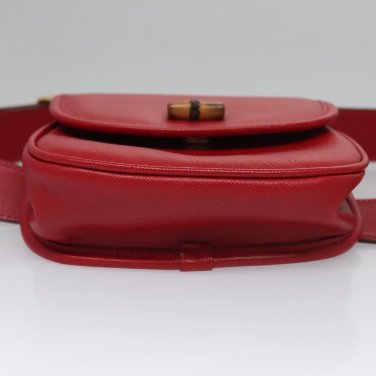 Gucci Bamboo Red Leather Shoulder Bag (Pre-Owned)