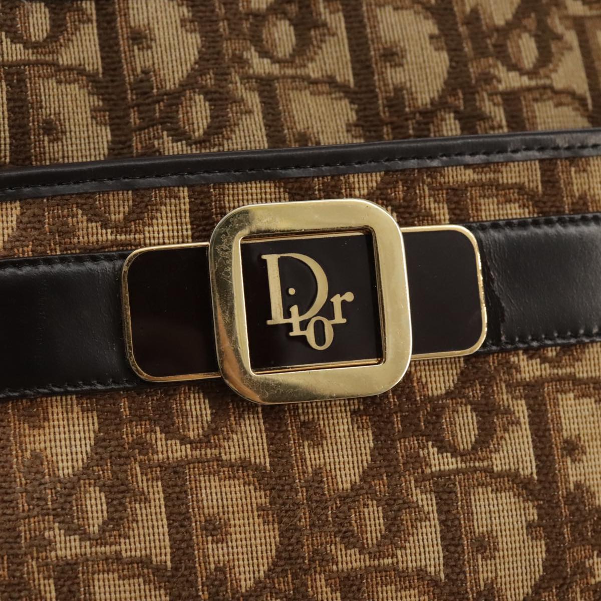 Dior Trotter Canvas Shoulder Bag Gold Canvas Shoulder Bag (Pre-Owned)