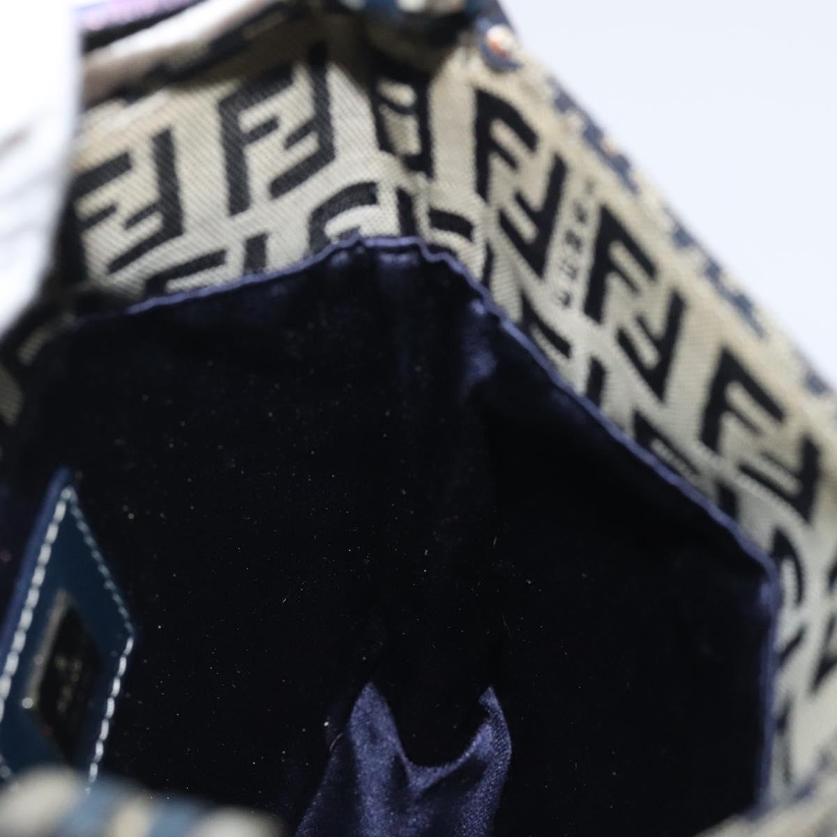 Fendi Zucchino Navy Canvas Shoulder Bag (Pre-Owned)