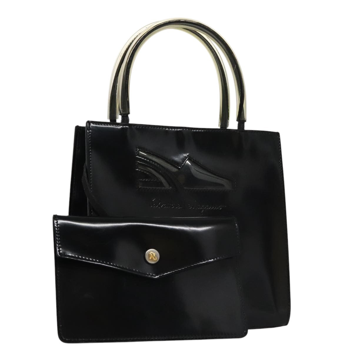 Salvatore Ferragamo Black Patent Leather Handbag (Pre-Owned)