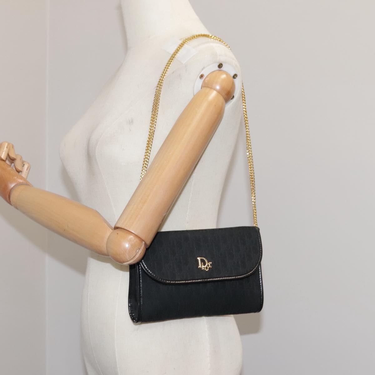 Dior Trotter Black Canvas Shoulder Bag (Pre-Owned)