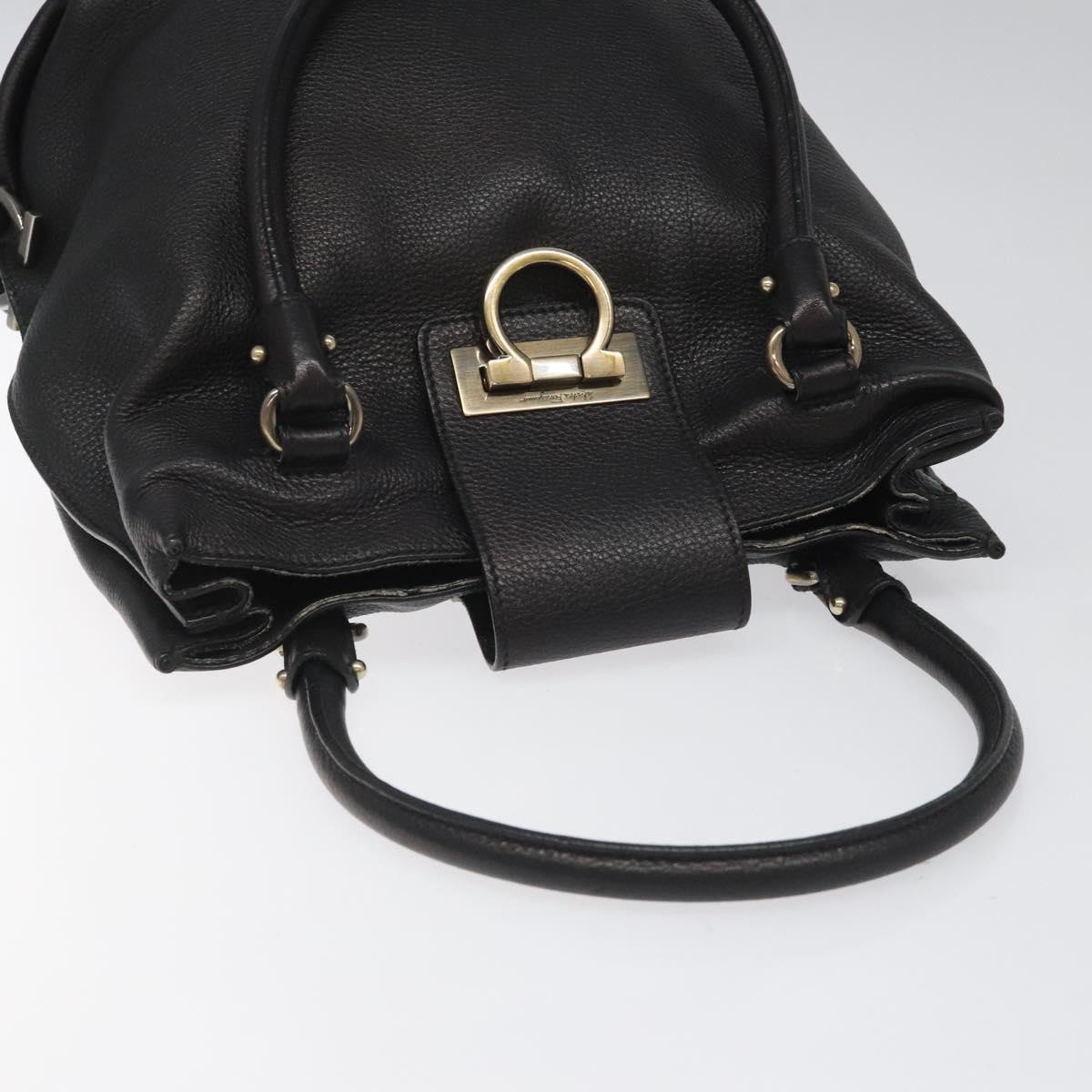 Salvatore Ferragamo Gancini Black Leather Handbag (Pre-Owned)