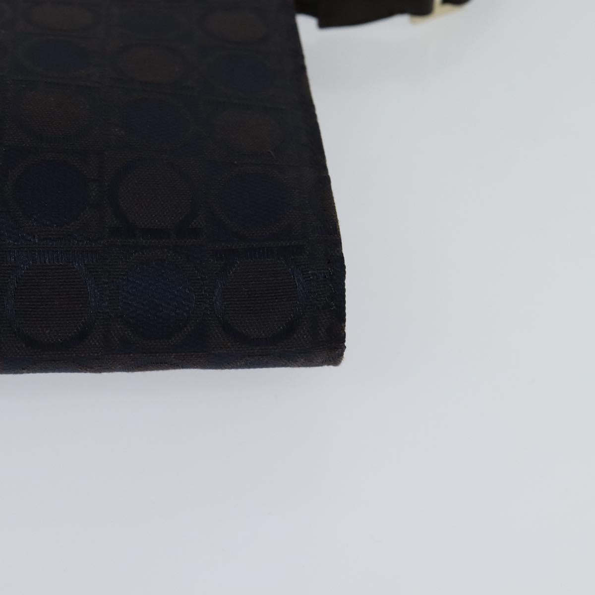 Salvatore Ferragamo Gancini Navy Canvas Handbag (Pre-Owned)
