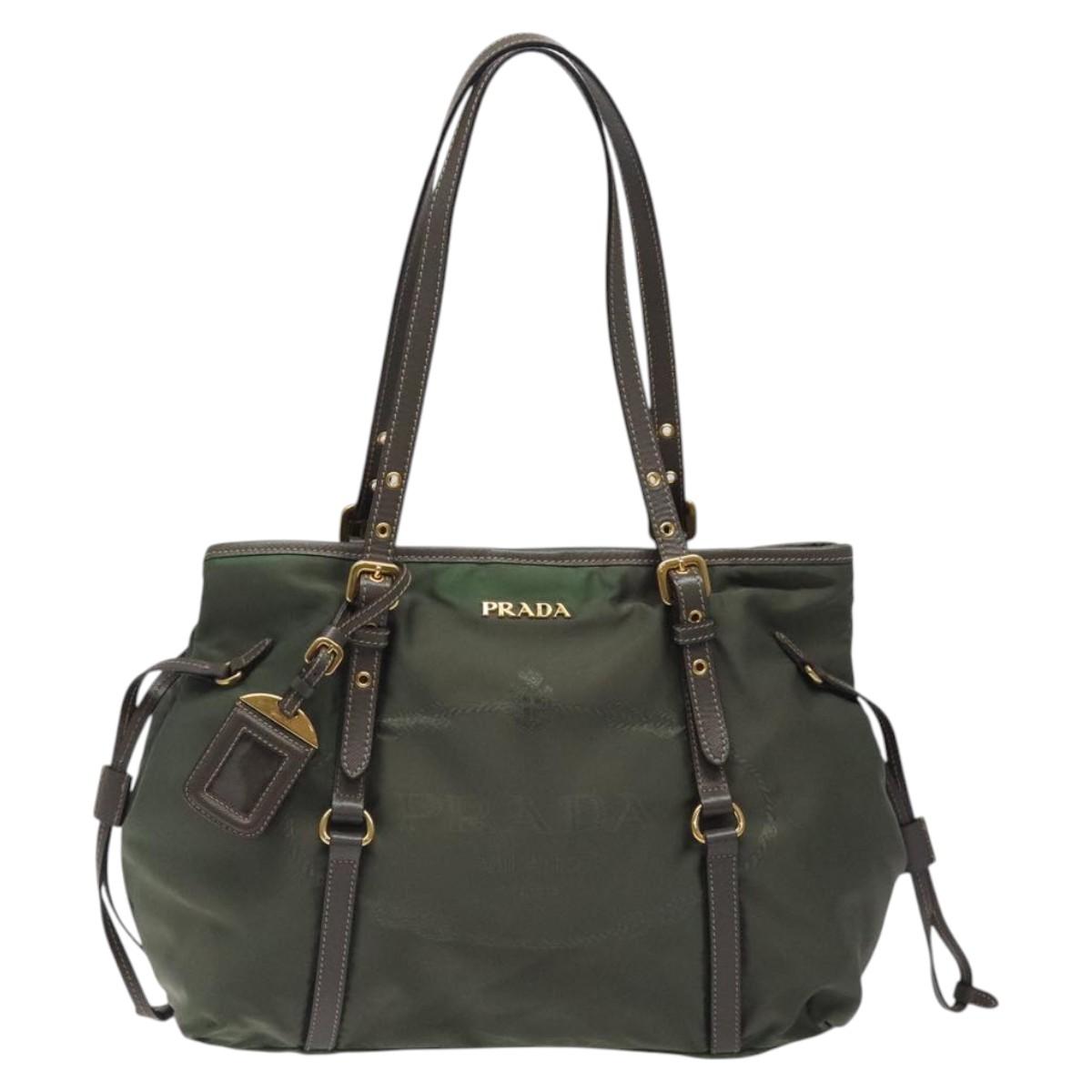 Prada Tessuto Khaki Nylon Tote Bag (Pre-Owned)