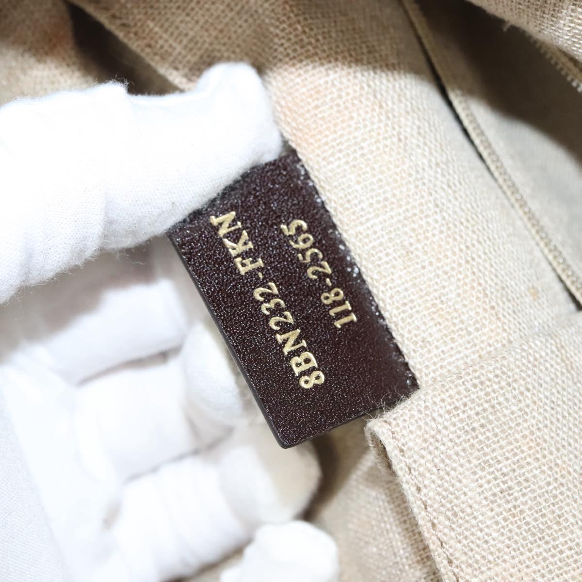 Fendi Pequin Brown Canvas Handbag (Pre-Owned)