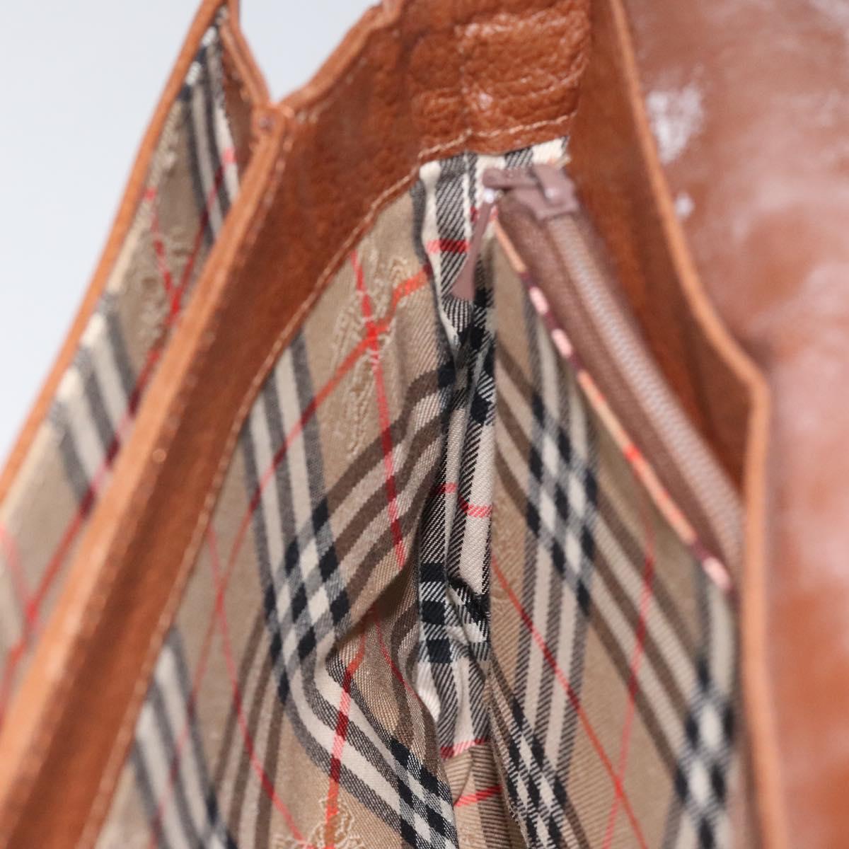 Burberry Nova Check Brown Leather Shoulder Bag (Pre-Owned)